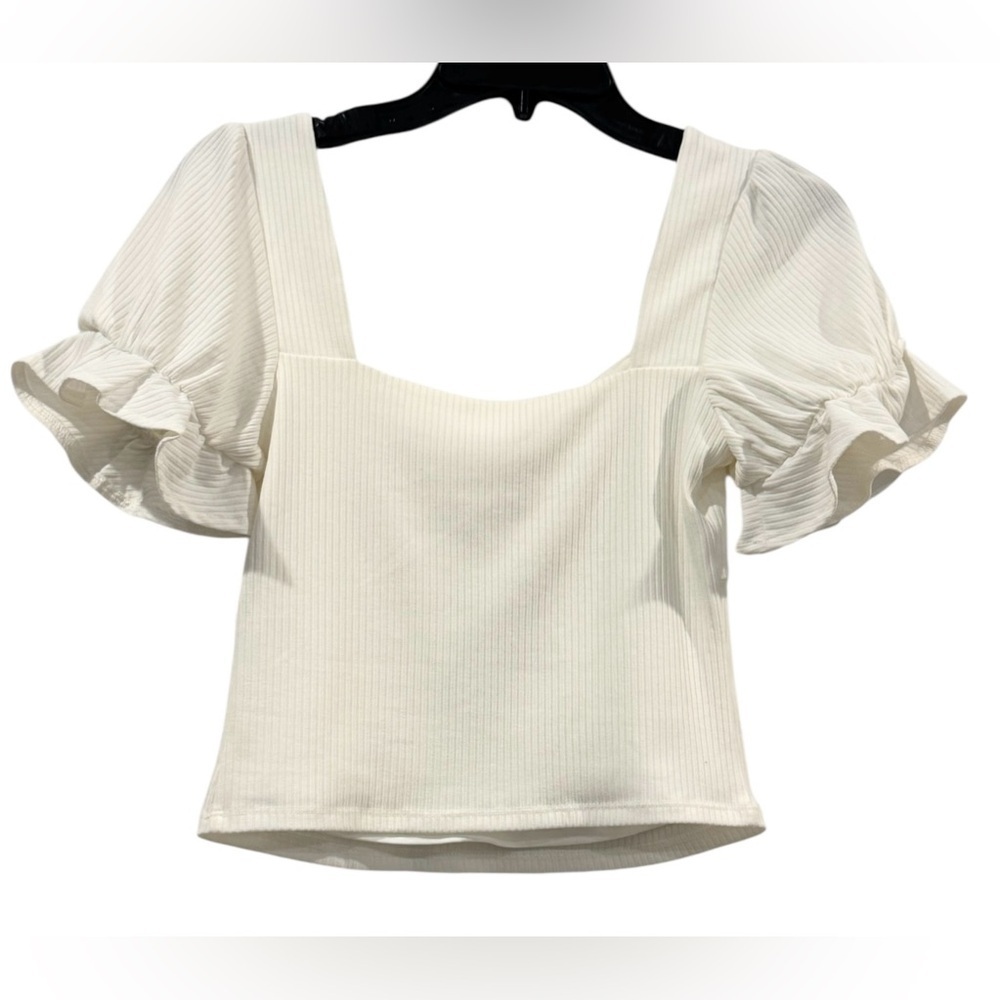 New W/ Tags Women’s Lovers And Friends White Lana Ribbed Crop Top: Size Small - Picture 2 of 13
